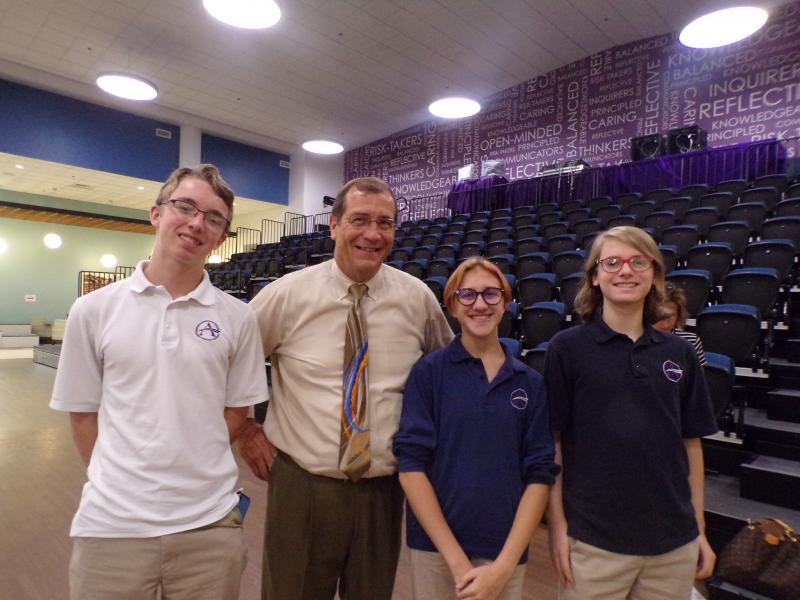 Sussex Academy college admissions workshop attendees shown are (l-r) Ashton Palmer, consultant Peter VanBuskirk, Belle Bekeshka and Logan Derrickson. SUBMITTED PHOTO